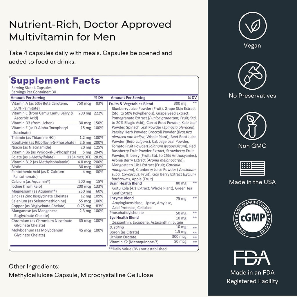 VitaminIQ Multivitamínico Integral para Hombres - 120 Cápsulas Vegetarianas