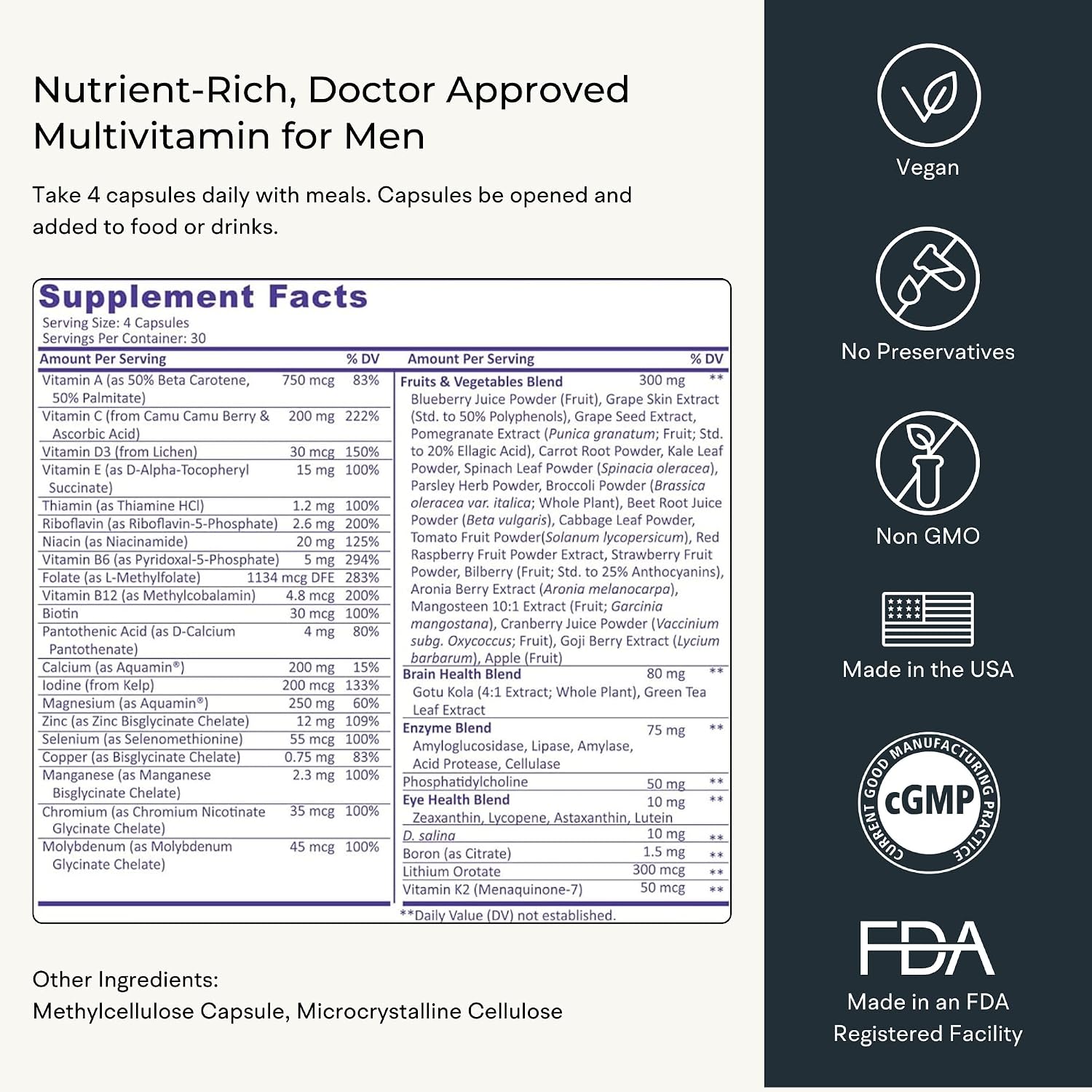 VitaminIQ Multivitamínico Integral para Hombres - 120 Cápsulas Vegetarianas