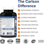 Carlson Maximum Omega 2000 - 2000 mg de Omega-3 con EPA y DHA, Aceite de Pescado Noruego, 120 Cápsulas