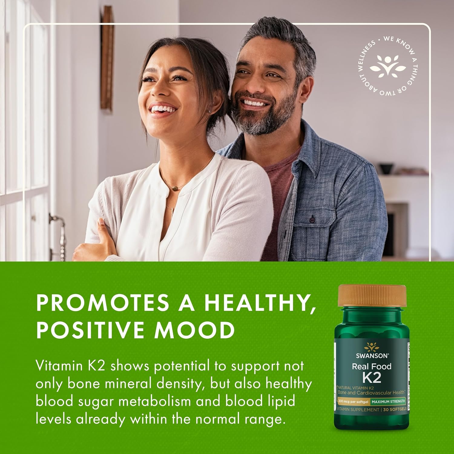Swanson Maximum Strength Vitamina K2 (MK-7) 200 mcg - 60 Cápsulas Blandas