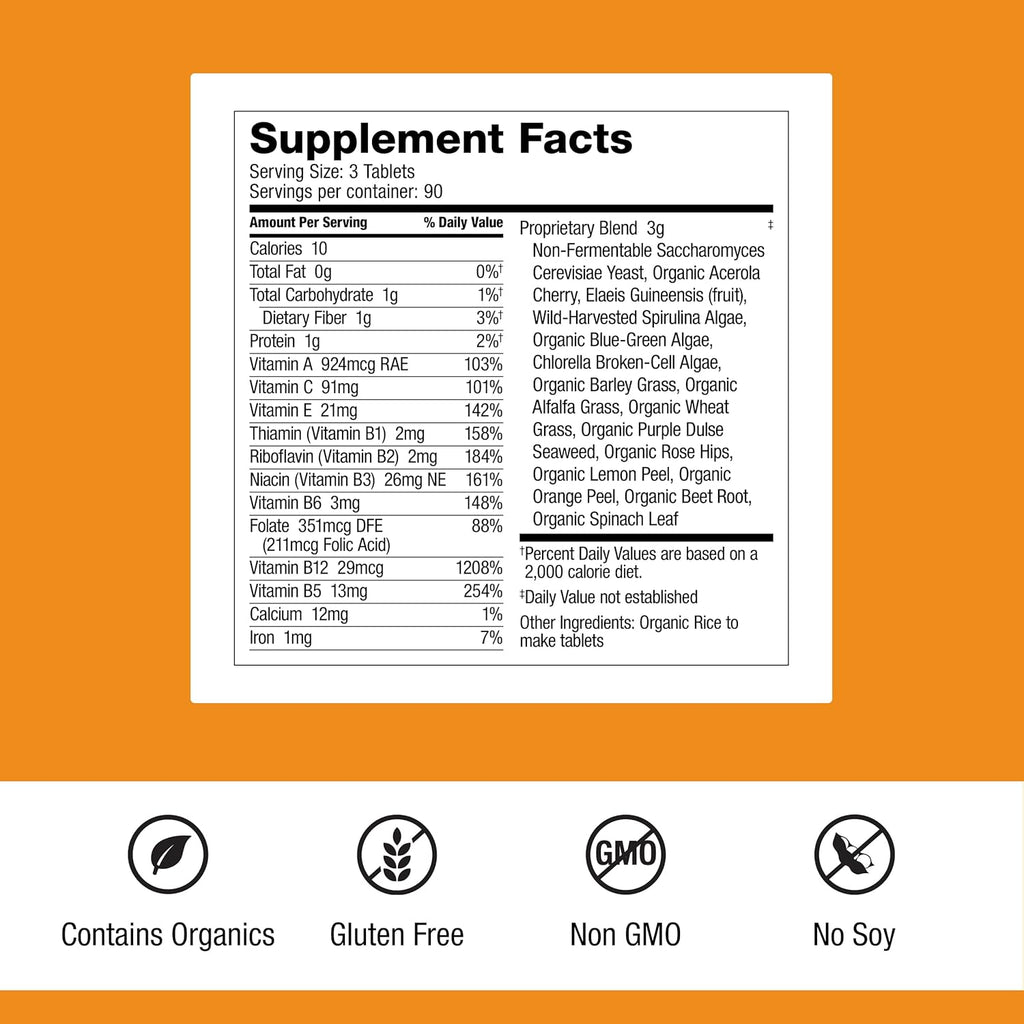 Dr. Schulze's SuperFood 100 - Suplemento Multivitamínico de Superalimentos para el Bienestar General - 270 Comprimidos