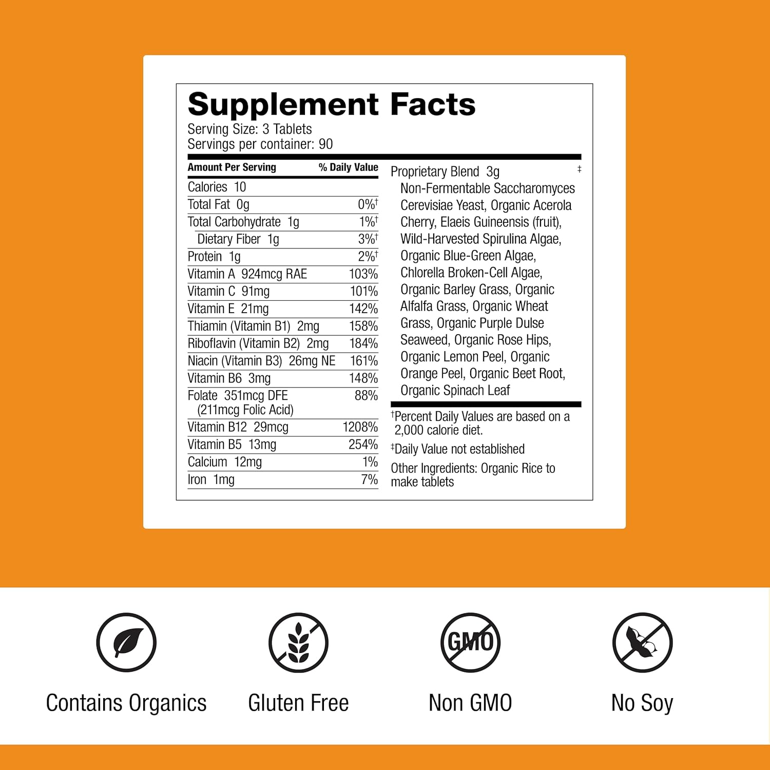 Dr. Schulze's SuperFood 100 - Suplemento Multivitamínico de Superalimentos para el Bienestar General - 270 Comprimidos