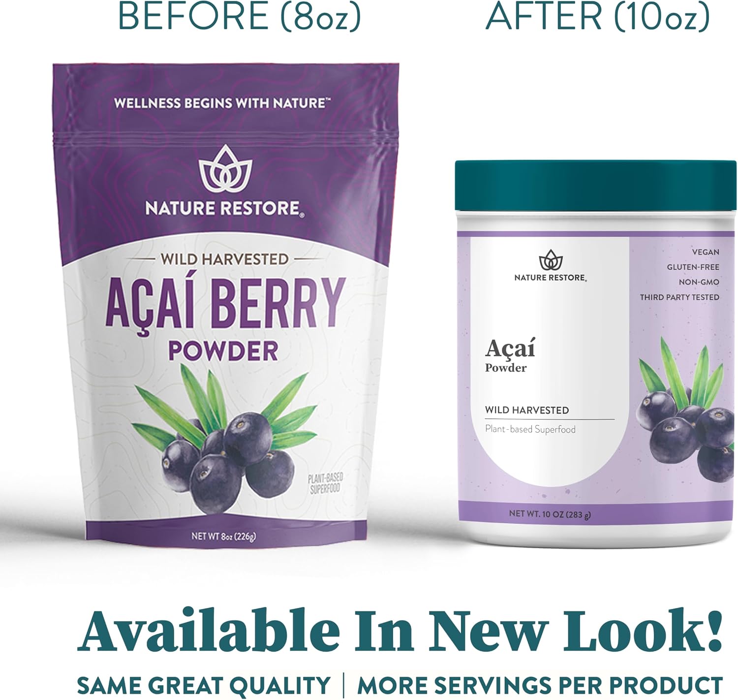 Nature Restore Acai Berry Powder Wild Harvested, 10 Ounces (283g)