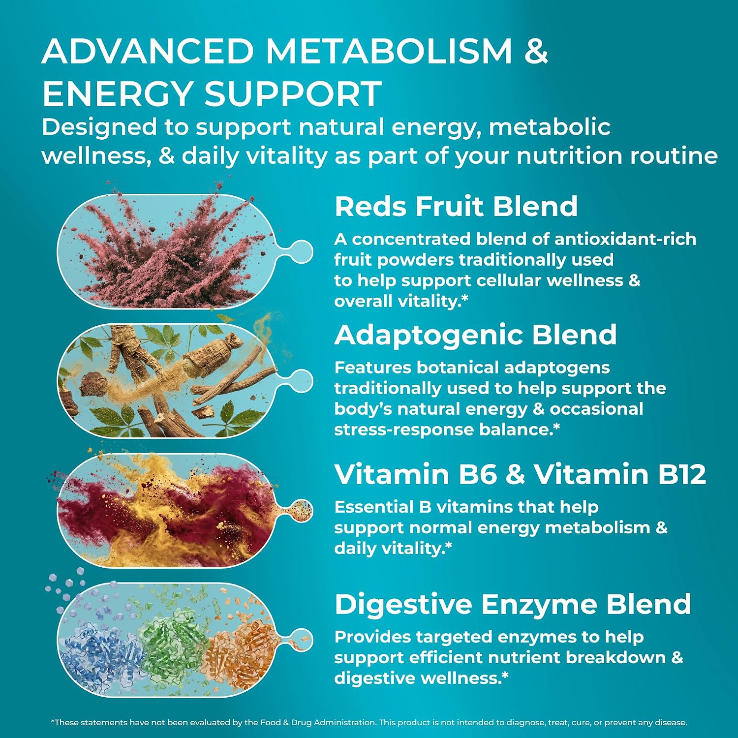 PUREHEALTH RESEARCH Metabolic Reds - Superfood Orgánico en Polvo con Frutas, Verduras, Adaptógenos y Probióticos - 117 g (30 porciones)