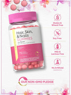 Carlyle Biotina 2500mcg para Cabello, Piel y Uñas - 75 Gominolas con Vitamina C y E, Sabor Frambuesa