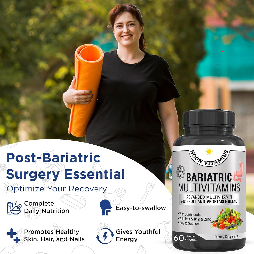 NOON VITAMINS Multivitamínico bariátrico con hierro – 60 cápsulas líquidas