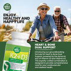 Whole Nature Vitamina D3 + K2 MK-7 con BioPerine - 5000 UI D3 + K2 MK-7 para Huesos - 60 Cápsulas Veganas
