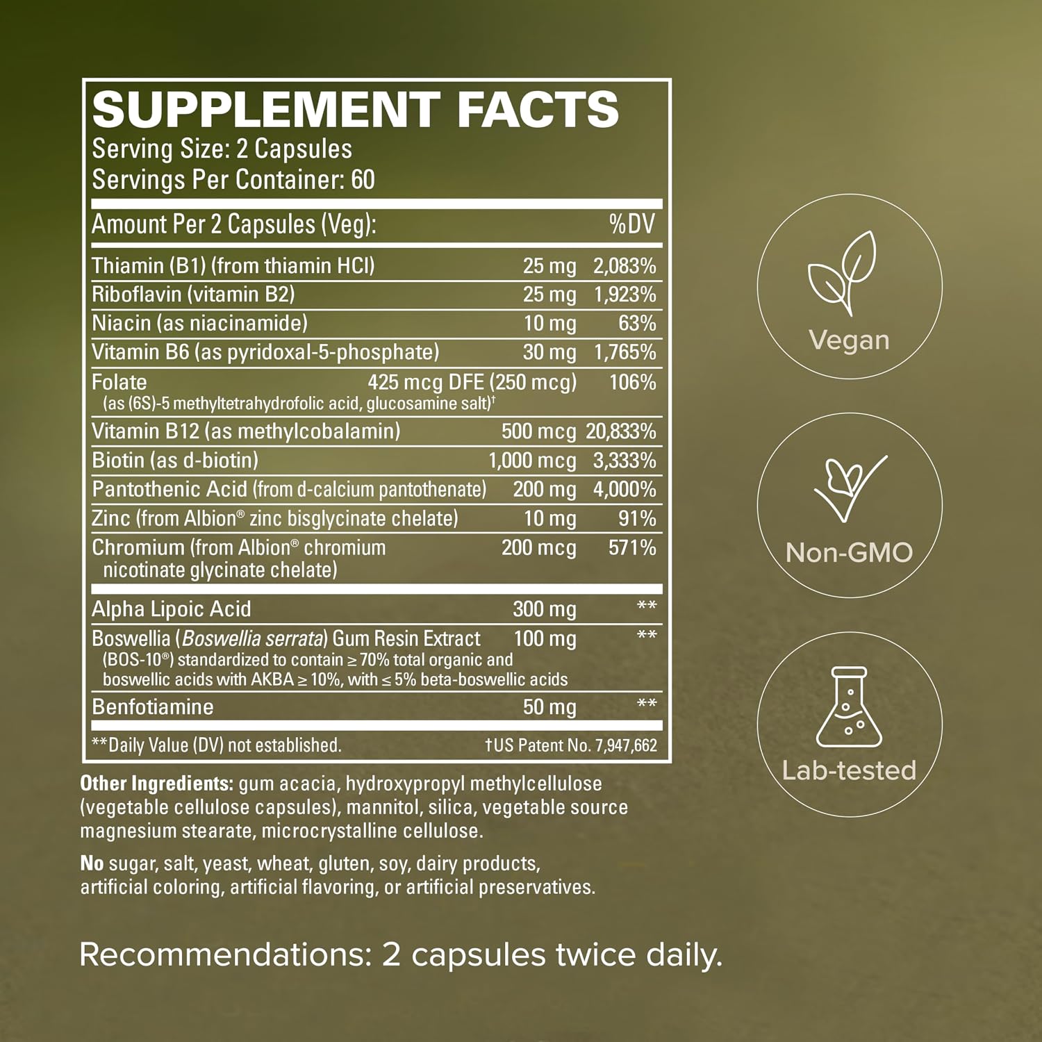 Terry Naturally Healthy Feet & Nerves - Complemento Herbal con Vitamina B12 Bioactiva para Nervios y Circulación - 120 Cápsulas (2 Envases)