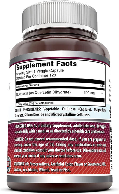 Amazing Formulas Quercetina 500 mg - 120 – 120 cápsulas veganas por envase – Image 2