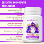 Mama's Select Vitaminas Prenatales con DHA Vegano – Sin Pescado, Sin Eructos de Pescado, Sin Alérgenos, Apoyo MTHFR, Folato Metilado y Vitaminas B, Amigable Digestivo, Sin Biotina