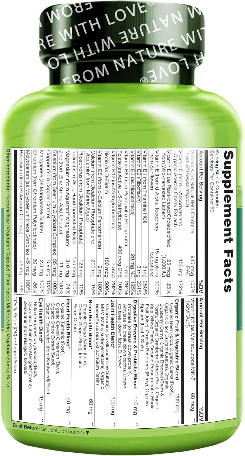 NATURELO Multivitamínico para Mujeres 50+ Sin Hierro - 240 Cápsulas Veganas