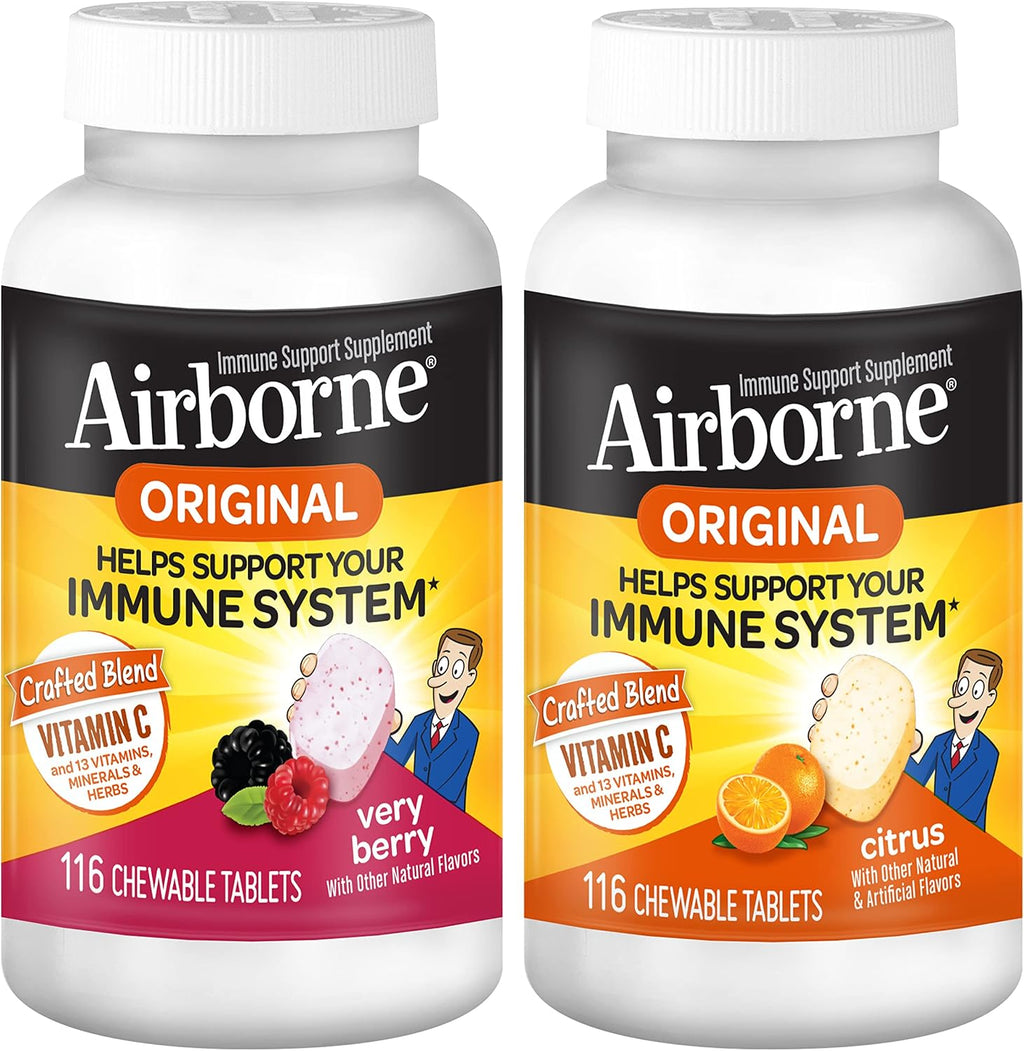 Airborne 750mg Vitamina C Gominolas para Adultos, Sabor Naranja, Sin Gluten, 63 Gominolas (Paquete de 2)