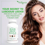 Wellgenix Purvana Suplemento para Cabello, Piel y Uñas – 2500mcg Biotina con MSM y Complejo B – 90 Cápsulas Blandas