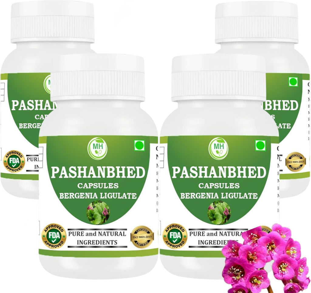 Pashanabheda (Bergenia ligulata) en Cápsulas - Suplemento Ayurvédico 100% Puro, 500 mg, 240 Cápsulas Vegetales