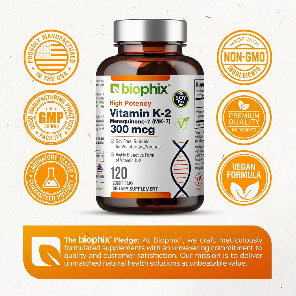 biophix Vitamina K2 MK-7 300mcg - 120 Cápsulas Veganas