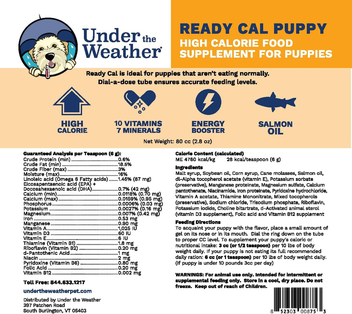 Under the Weather Ready Cal para Cachorros - Suplemento Calórico 80cc – Image 3