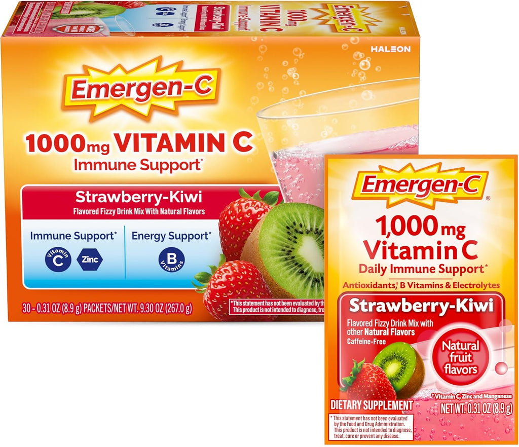 Emergen-C 1000 mg Vitamina C en Polvo Sabor Fresa Kiwi - 30 Sobres
