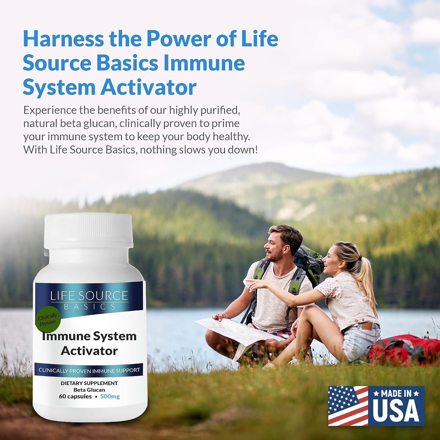 Life Source Basics Activador del Sistema Inmunitario – Beta 1,3/1,6 Glucano 500 mg – 60 Cápsulas