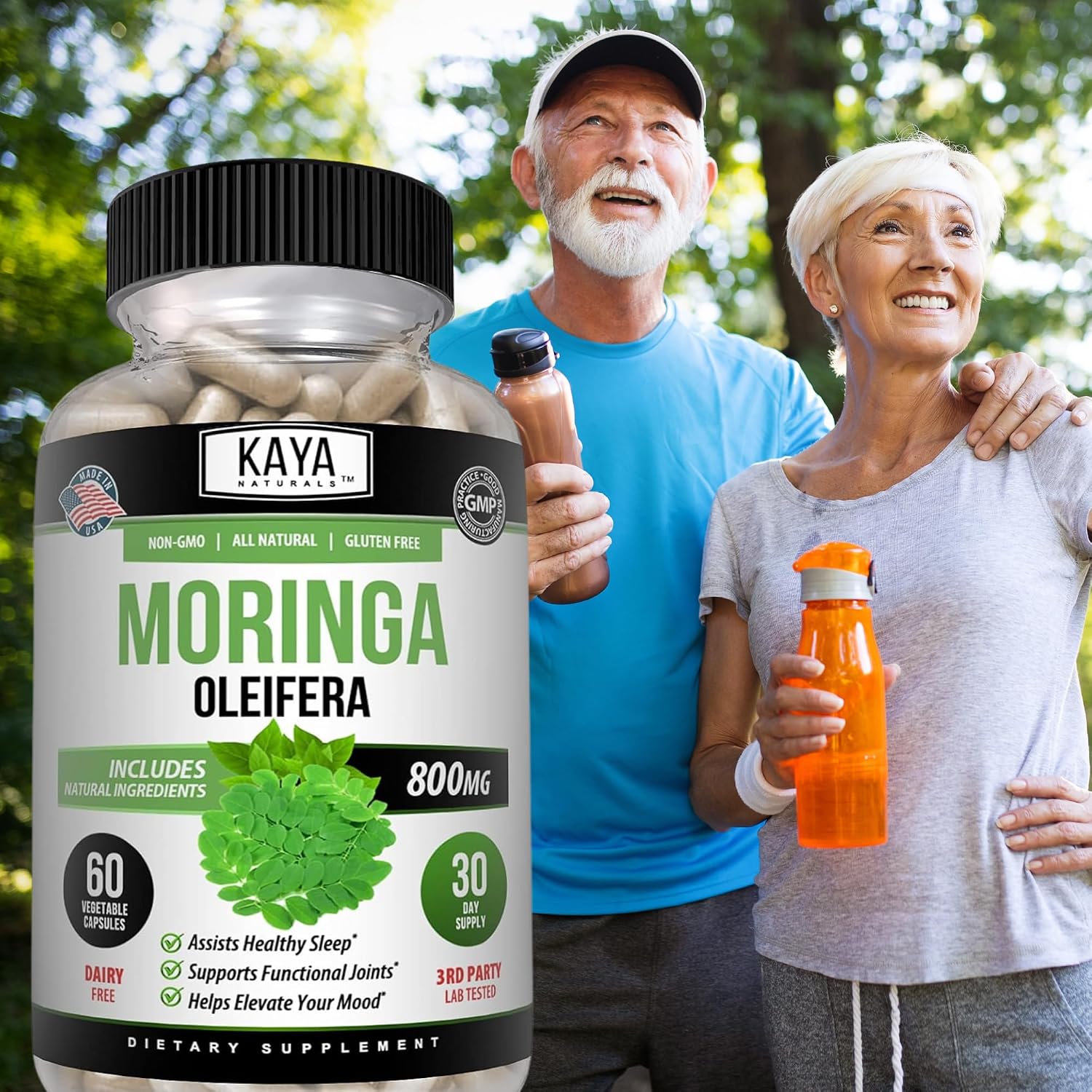 Kaya Naturals Extracto de Hoja de Moringa - Superalimento Verde - 60 Cápsulas Vegetales