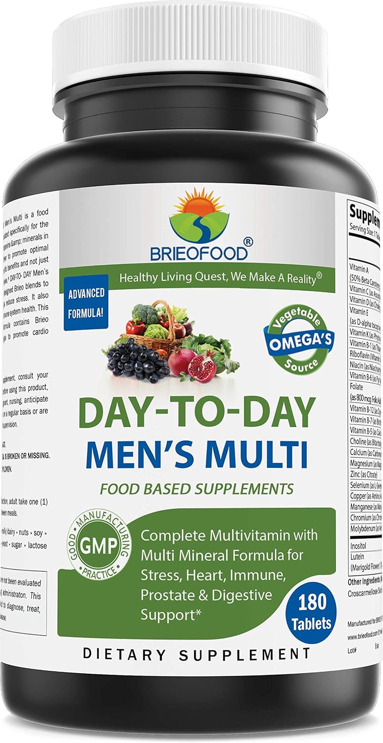Brieofood Multivitamínico Diario para Hombres, 180 Comprimidos