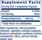Life Extension PS Caps, Fosfatidilserina para Rendimiento Cognitivo, Sin Gluten, No-GMO, Vegetariano, 100 Cápsulas