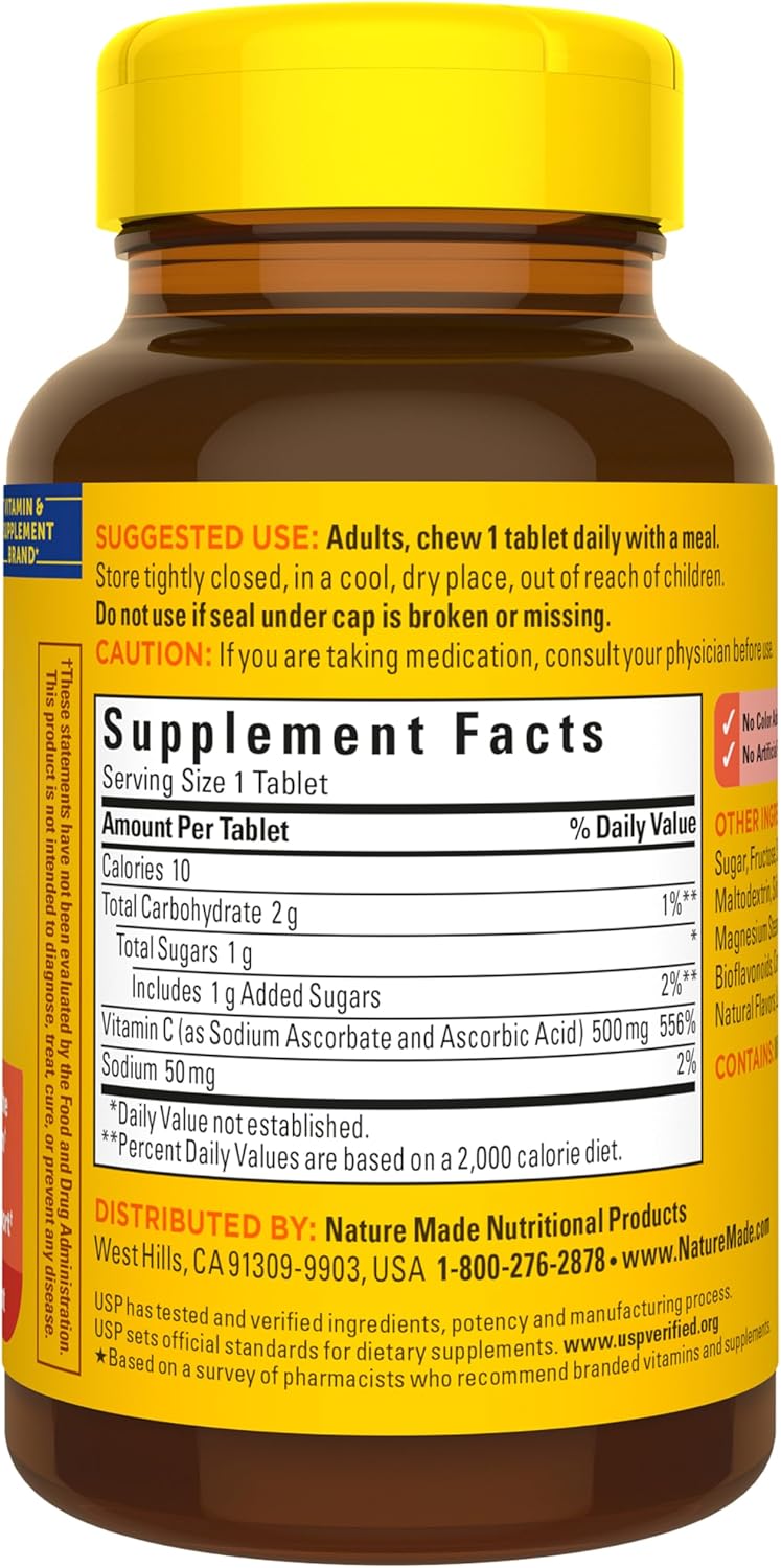 Nature Made Vitamin C Chewable 500 mg, 60 Tablets