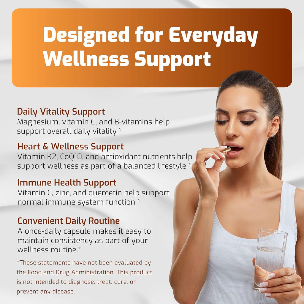 Vegatot Nattokinase Supplement, 10-in-1 Nattokinase Complex 6000 FU with Vitamin K2, CoQ10, Quercetin, Bromelain, & Niacin, Daily Enzyme & Wellness Support*, 150 Capsules, Non-GMO, Gluten Free