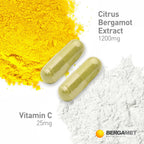 BergaMet Suplemento de Citrus Bergamot, Extracto 170:1, 1200mg, 80% Polifenoles, 60 Cápsulas