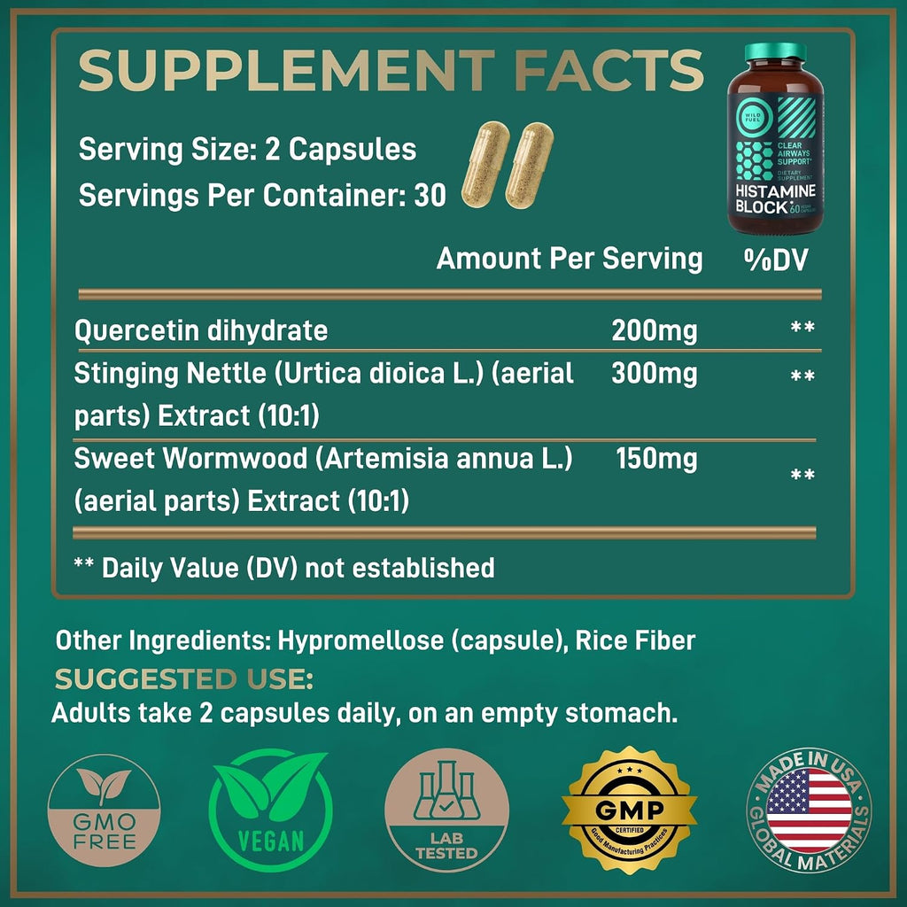 Histamine Block 10:1 Flavonoids de WILD FUEL - Quercetina, Ortiga y Artemisia - 60 Cápsulas