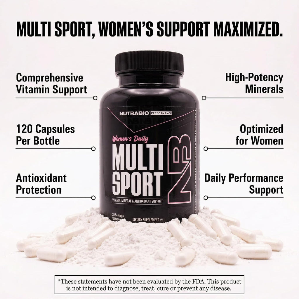 NutraBio MultiSport para Mujeres - Multivitamínico Completo con 33 Vitaminas y Minerales