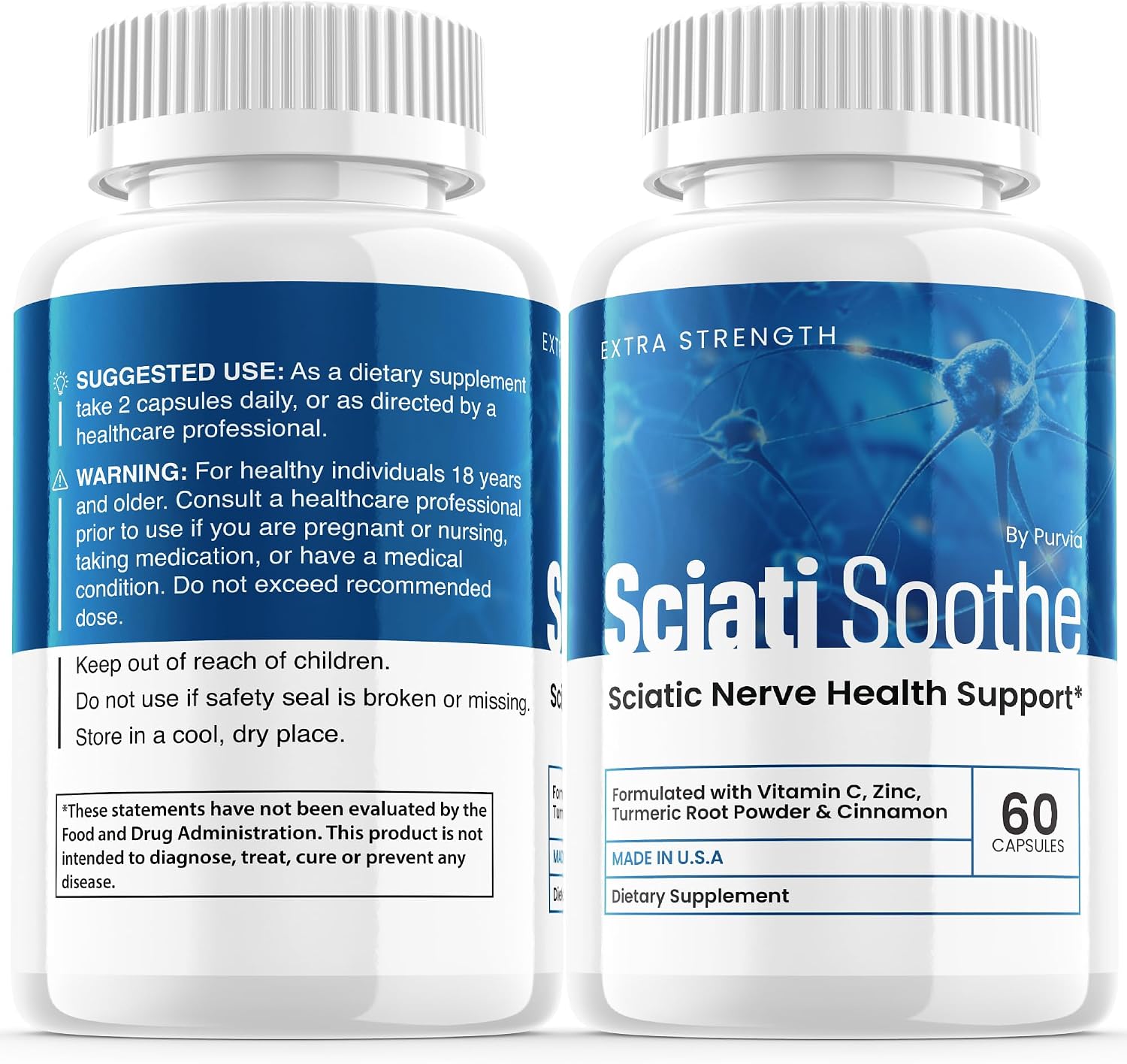 Sciatisoothe Suplemento para el Bienestar Nervioso - Cápsulas de Vitaminas y Minerales - Fórmula Avanzada (60 Cápsulas)