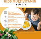 Kids Multivitamin Gummies con Magnesio y Probióticos - Vegano, Sin Gelatina, Halal, Sabores Naranja y Fresa, 90 Unidades