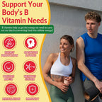 Super Vitamin B Complex Gummies - Complejo B Metilado con Vitamina C, Colina, Inositol y PABA - 60 Gominolas Veganas
