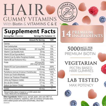 Hair Vitamins Gummies - Gominolas Sin Azúcar – El mantenimiento de las membranas mucosas en condiciones normales. – Image 2