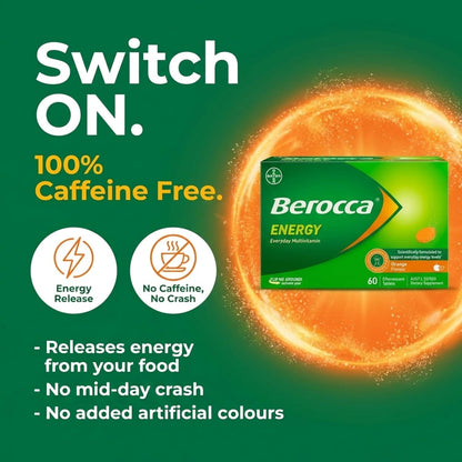 Berocca Energy Vitaminas B y C Sabor Naranja Tabletas Efervescentes 60 unidades – Image 3