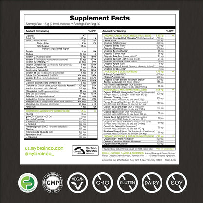 myBrainCo. Nootropic Greens - Mezcla – Energía y metabolismo: Aceite MCT de coco (goMCT), Acetil-L-Carnitina y – Image 4