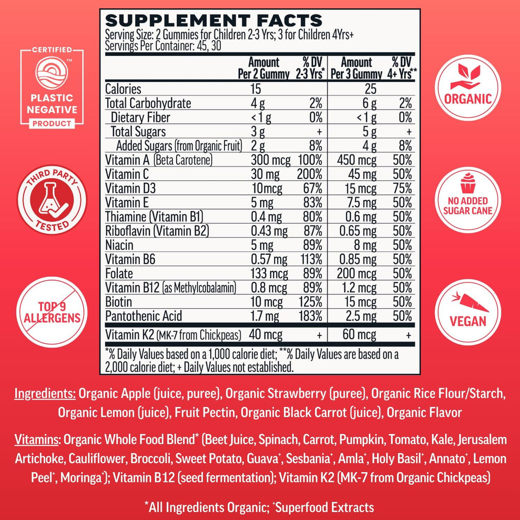 Llama Naturals Gomitas Multivitamínicas para Niños - 90 Gomitas de Fresa
