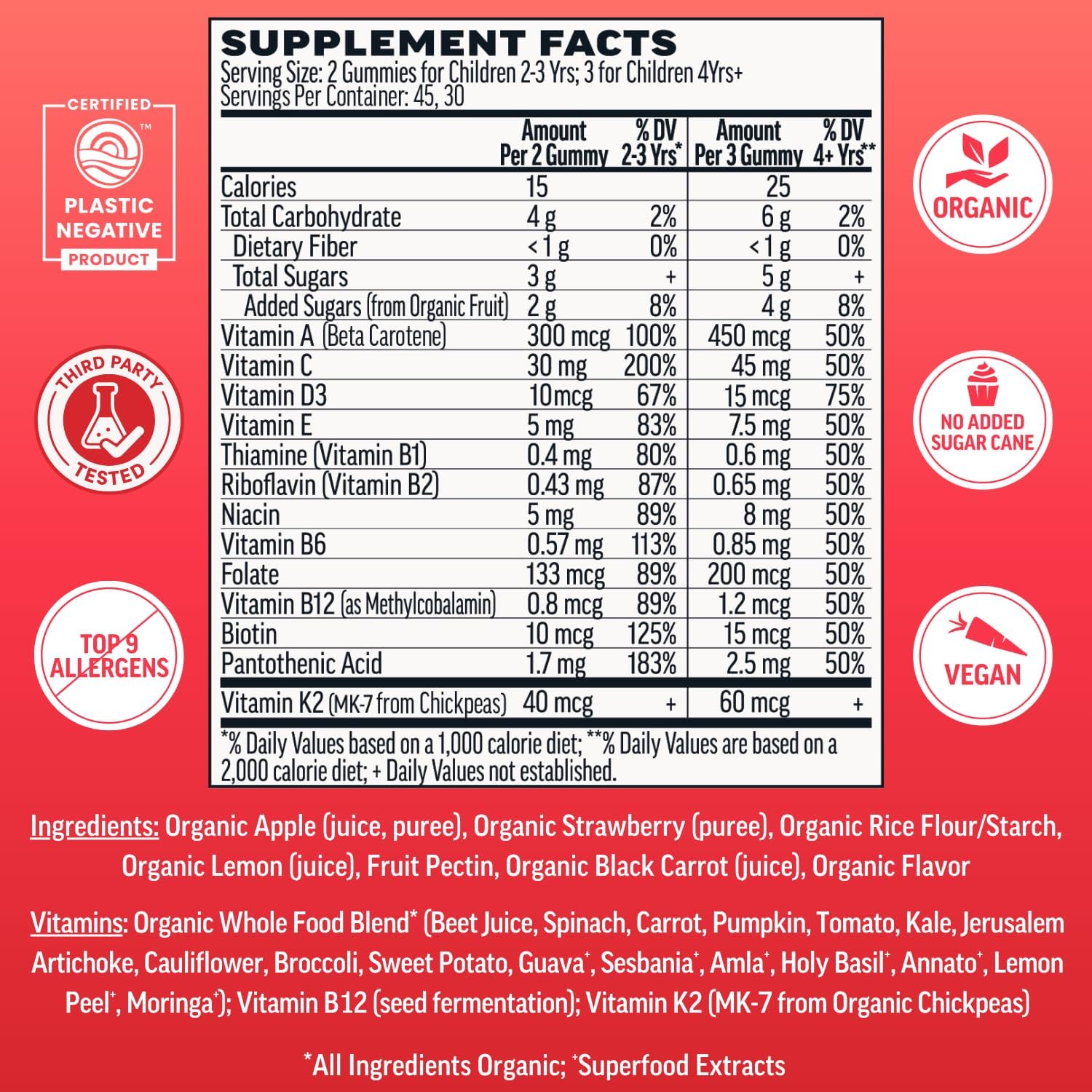 Llama Naturals Gomitas Multivitamínicas para Niños - 90 Gomitas de Fresa