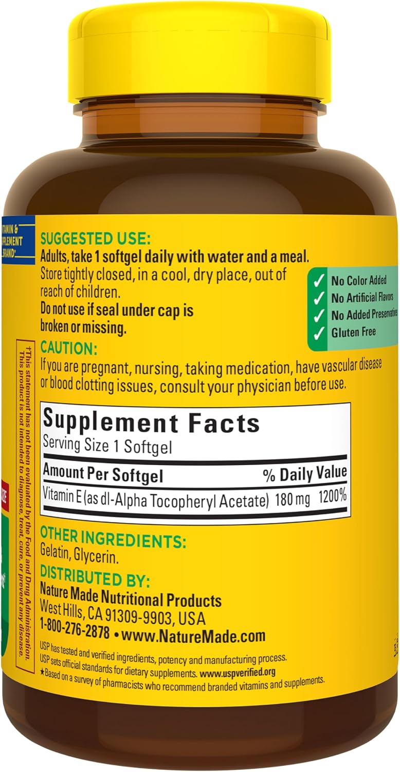 Nature Made Vitamin E 180 mg (400 IU) dl-Alpha, 300 Softgels