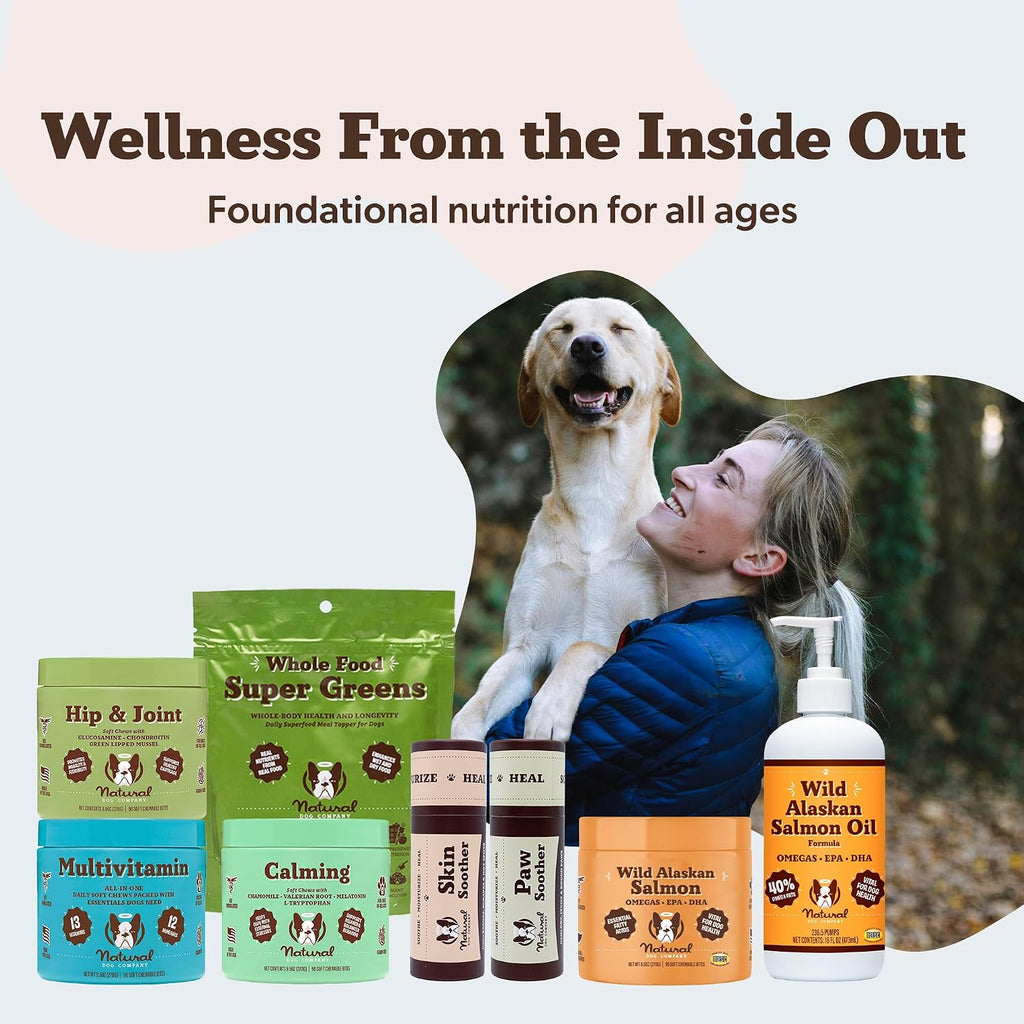 Natural Dog Company Masticables de Salmón Salvaje de Alaska para Perros - Suplemento de Omega 3 con EPA y DHA, 90 Unidades