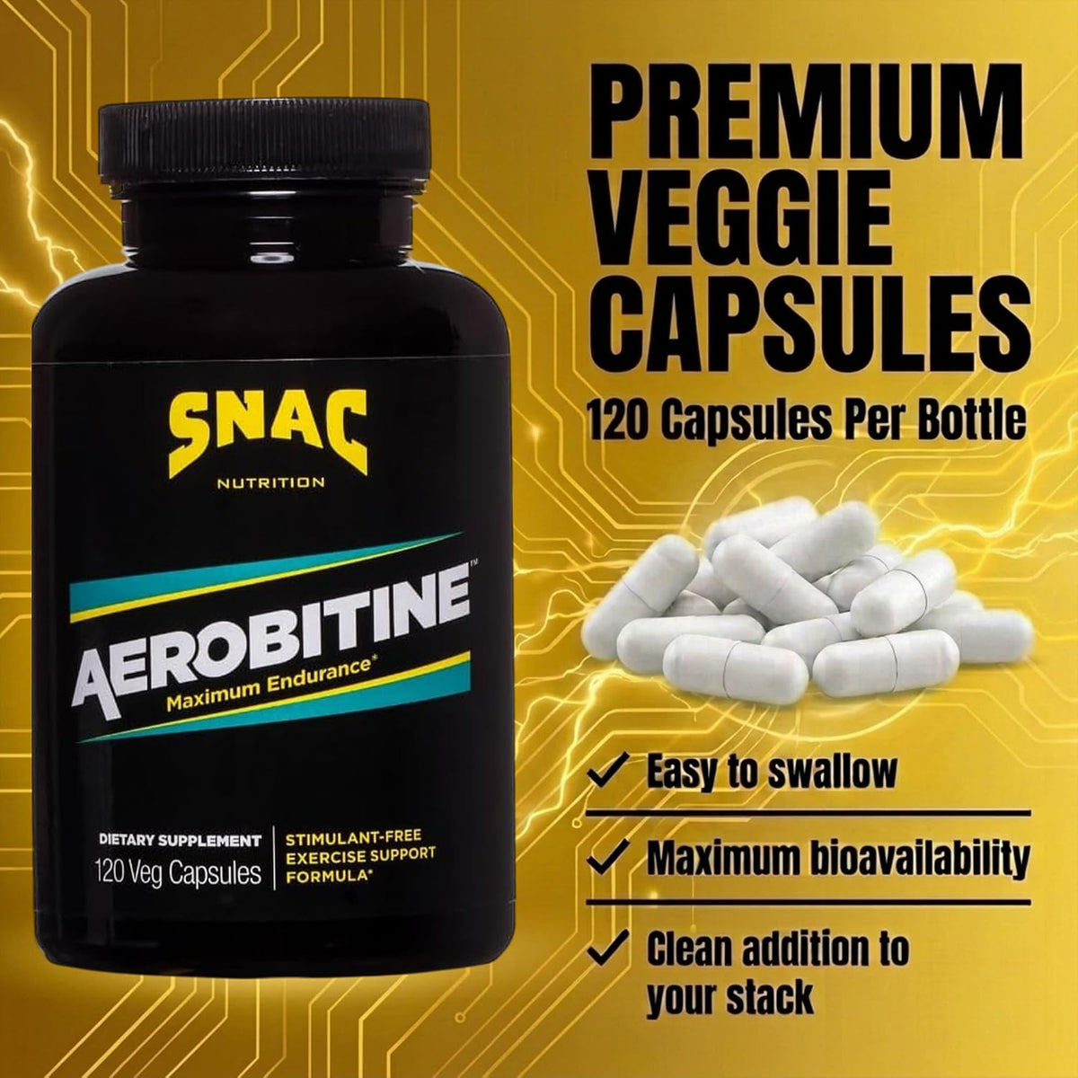 SNAC Aerobitine - Pre-Workout Supplement for Max Endurance, 120 Veggie Caps – Image 7