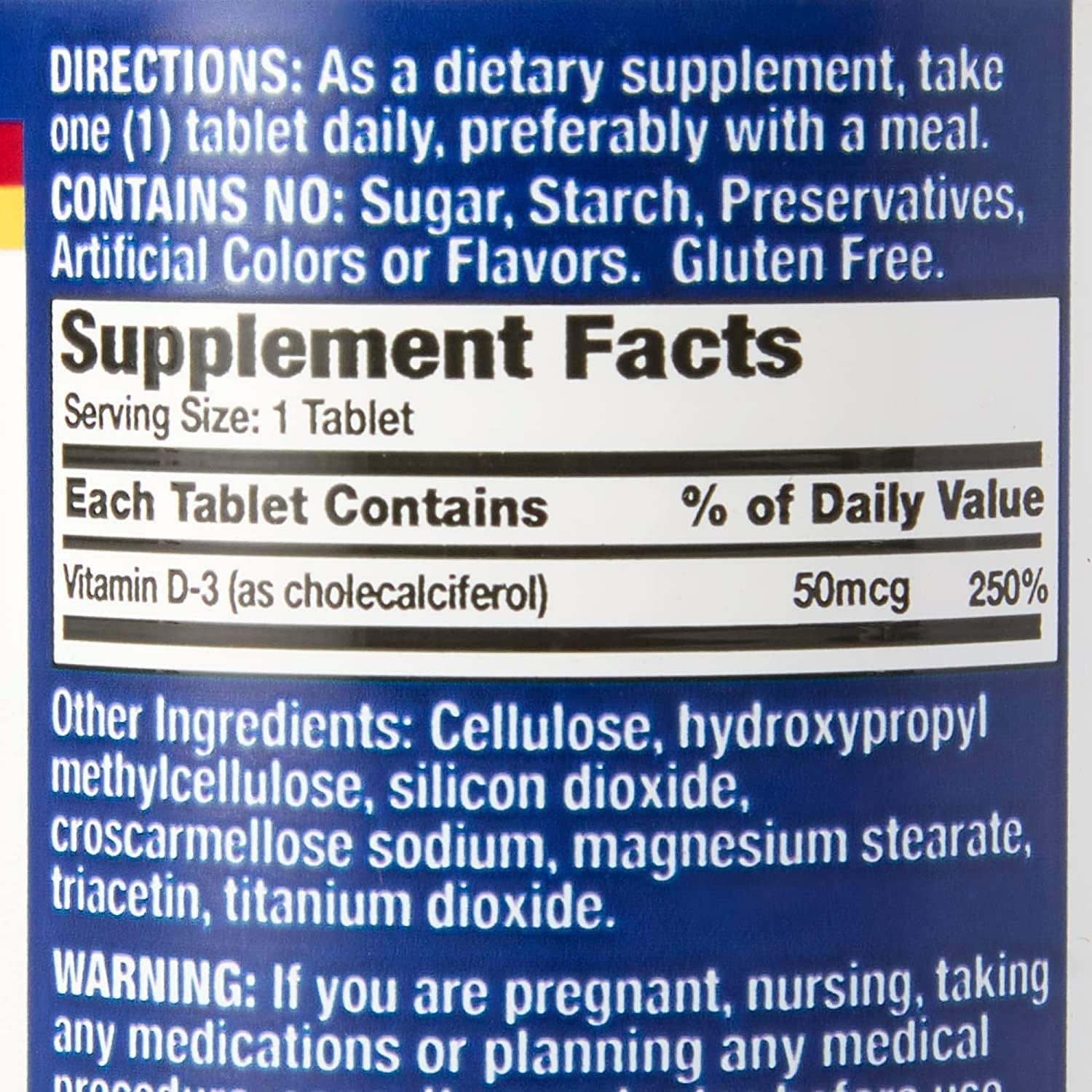 Basic Vitamins Natural Vitamin D-3 2000 IU - 200 Comprimidos Recubiertos