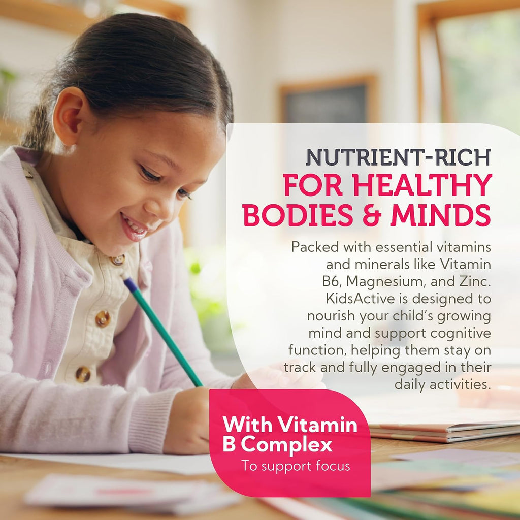 Zahler KidsActive – Fórmula en Polvo para la Concentración Infantil, 30 Dosis, Sabor a Punch de Fruta