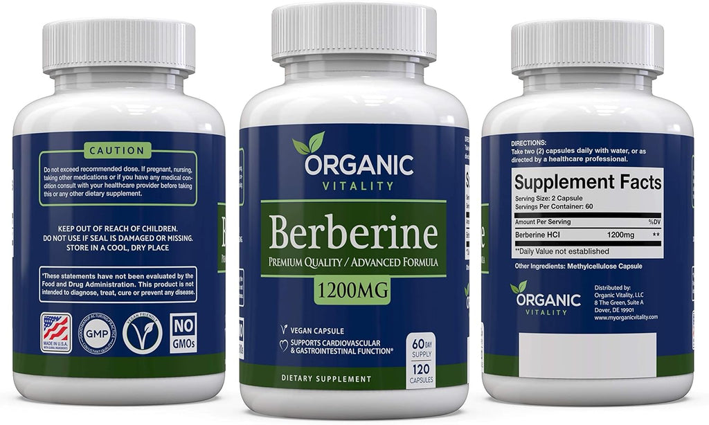 Suplemento Premium de Berberina HCL - 1200 mg por dosis - 120 Cápsulas Veganas - Apoya un Estilo de Vida Saludable