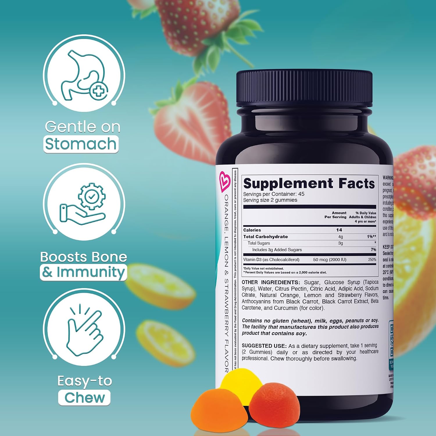 LIVS Vitamina D3 2000 IU Gominolas - Apoyo Inmunitario y Óseo - 90 Unidades