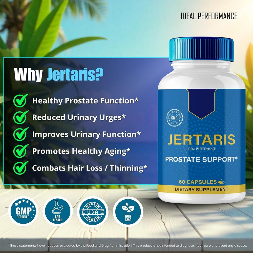 IDEAL PERFORMANCE Jertaris Cápsulas, Suplemento para la Salud de la Próstata - Fórmula Extra Fuerte, Todo Natural (Paquete de 3)