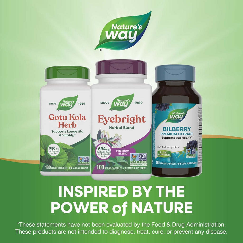 Nature's Way Eyebright Herb Premium Blend - Suplemento Herbal Vegano, 100 Cápsulas