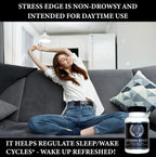 Stress Edge Suplemento para el Alivio del Estrés, Mejorador del Estado de Ánimo Natural, Formulado por Médicos, Calma Mente y Cuerpo, Mejora el Sueño, Acción Rápida, 30 Dosis