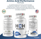 HGH-Releasing Support Supplement with L-Arginine & Ornithine | Nitric Oxide Support for Muscle Recovery, Energy & Performance | Amino Acid Complex with Vitamin B3 & Chromium | 60 Tablets