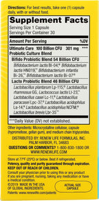 Renew Life Ultimate Flora Care Probiótico 100 Mil Millones, 30 Cápsulas